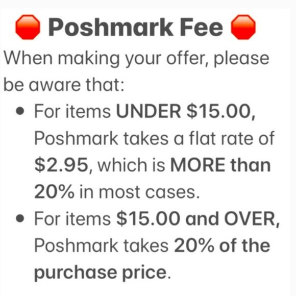 Poshmark takes 20% OR MORE sometimes! Please consider this when sending offers. - Picture 1 of 2